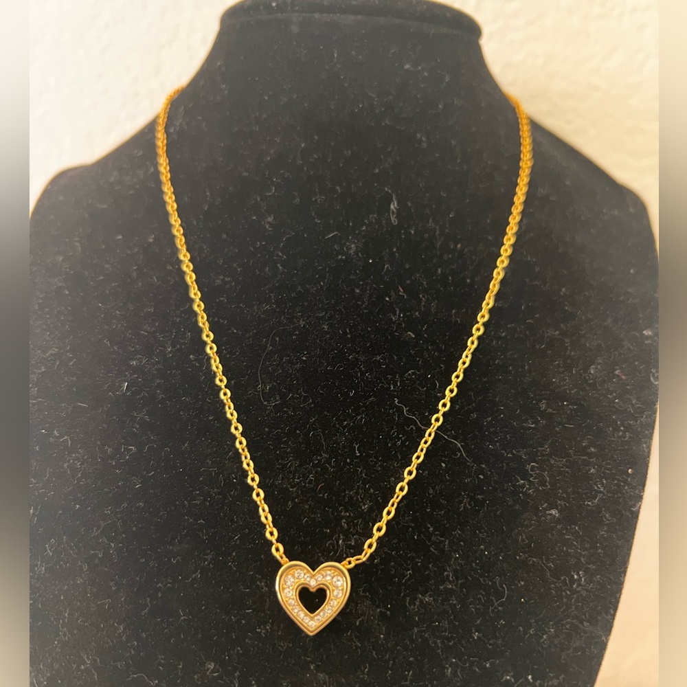 Brighton Gold Heart Necklace with Crystal Trim